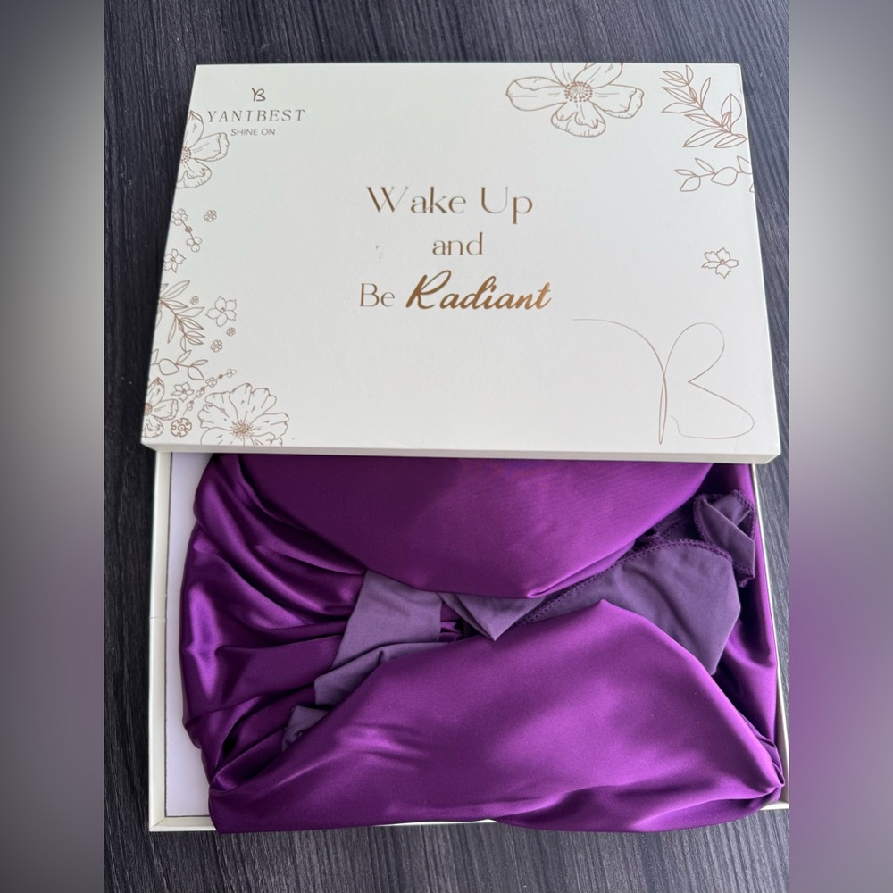 New Silk Bonnet For Sleeping Purple Satin Bonnet With Tie Band